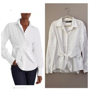 Lauren Ralph Lauren Tie Front Button Down Long Sleeve Top White XLarge